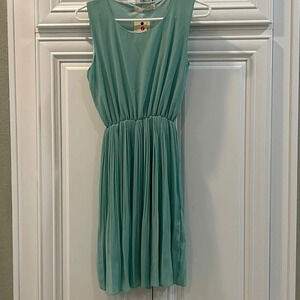 XIMEI FASHION Sleeveless Tiffany Green lined Midi Dress flowy pleated large